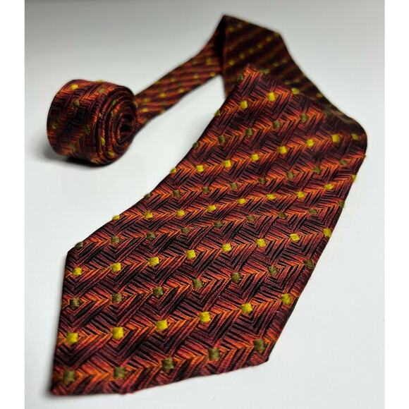 Ermenegildo Zegna Other - Ermenegildo Zegna Made in Italy Mens Vtg Necktie Brown Gold 100% Silk Luxury Tie